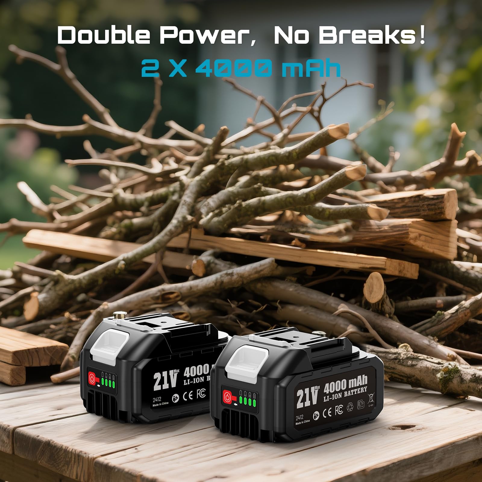 SEESII Akku Säbelsäge 21V, 3500 RPM Bürstenlosem Motor | 2x 4,0Ah Akkus & 8 Sägeblätter | Für Holz, Metall, PVC | Säbelsäge für Baustelle & Garten