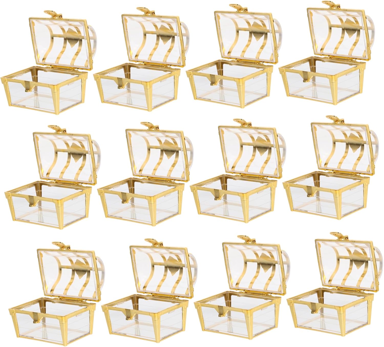 MAGICLULU 48pcs Hollow Treasure Chest Candy Boxes for Weddings Showers Parties Wedding Favor Treat Packaging for Sweets Cookies