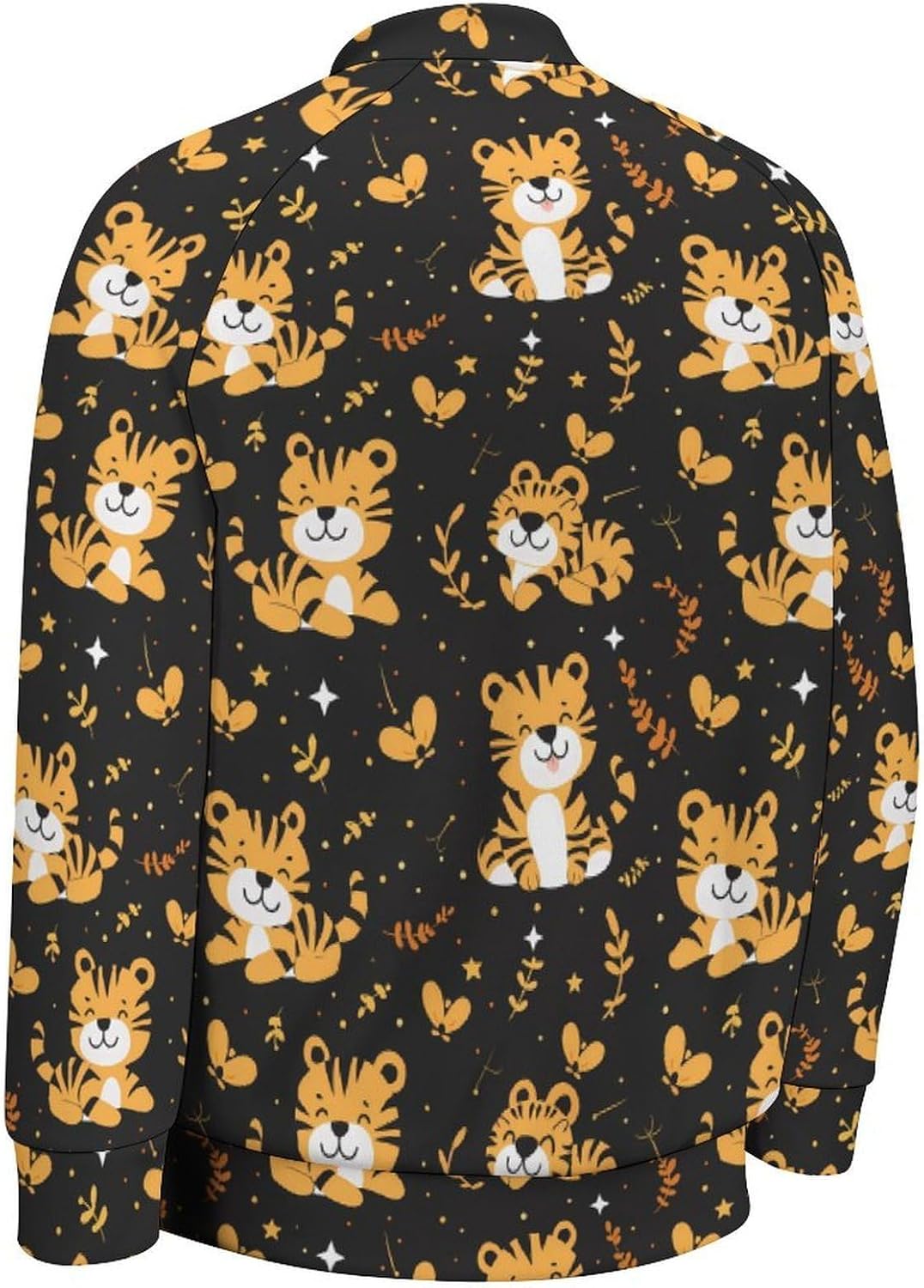 Cute Tiger Novelty Men's Baseball Jackets Causal Sweatshirt Button Top Long Sleeve Coat