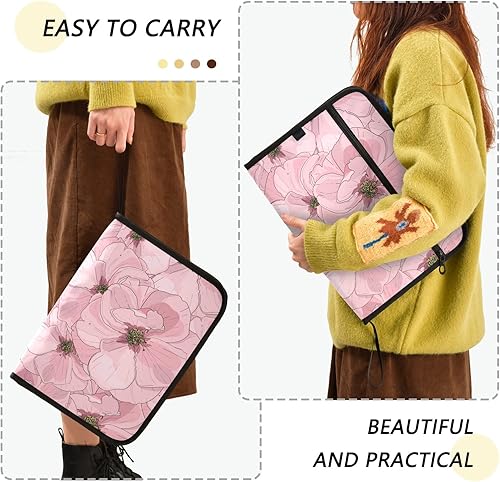 Miniatura 4 de ALAZA Carpeta de archivo expandible con flores rosas, 13 bolsillos, organizador de documentos expandible con cierre de cremallera para oficina en