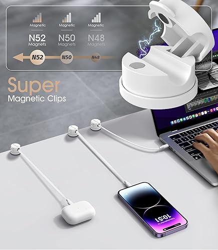 Miniatura 4 de Nearockle - Paquete de 8 organizadores magnéticos de cables bloqueo giratorio para cables, clips para cables, soporte magnético fuerte mejorado,