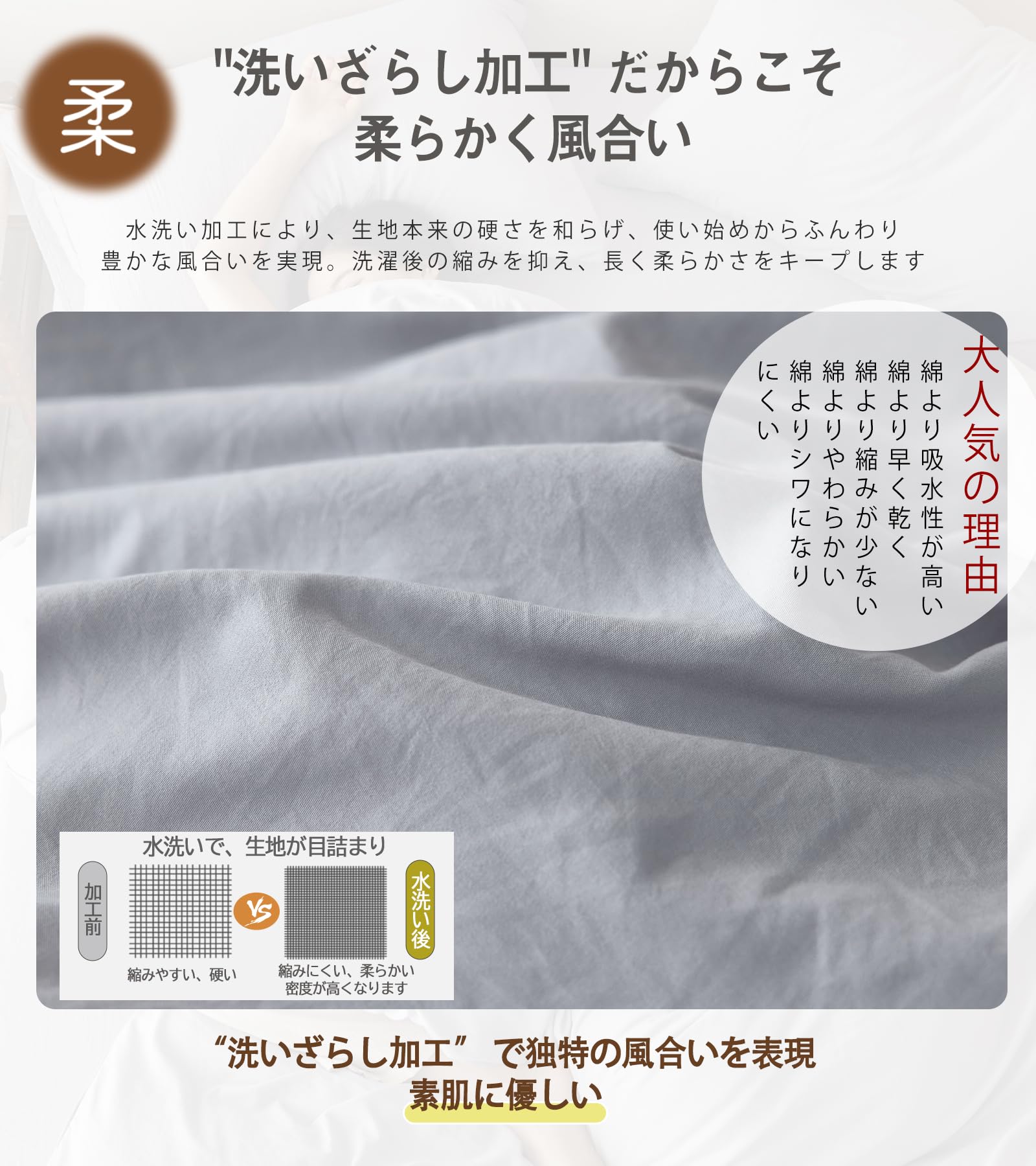 Lemon Bear 枕カバー 50x70 2枚セットまくらカバー【CICA保湿柔軟加工・洗いざらし】枕カバー 大きめ 50 70 大判 超吸水速乾 洗える オールシーズン 封筒式 pillow case set of 2 ピローケース 2枚組 抗菌防臭 着脱簡単 肌に優しい 通気性 pillow cover(43x63cm 白 ホワイト) - 3