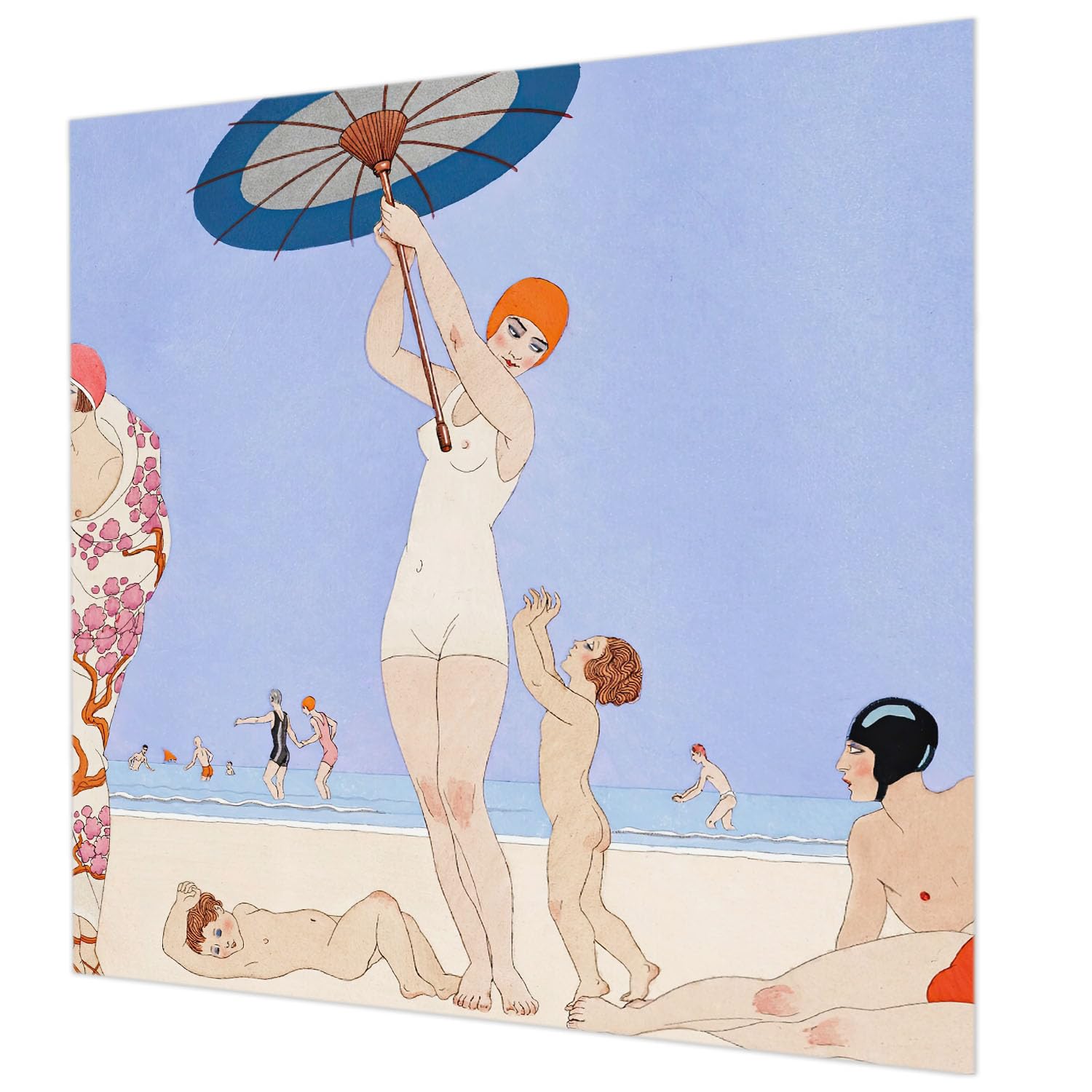 Papier peint lavable et facile à poser plage rétro 250x250 cm