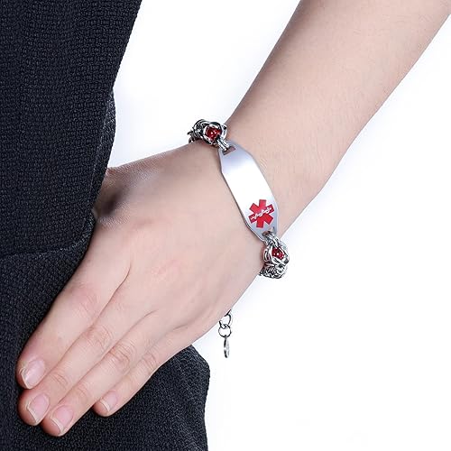 Miniatura 2 de Pulseras de alerta médica, pulseras de identificación personalizadas para mujeres y hombres, incluye tarjeta médica de emergencia