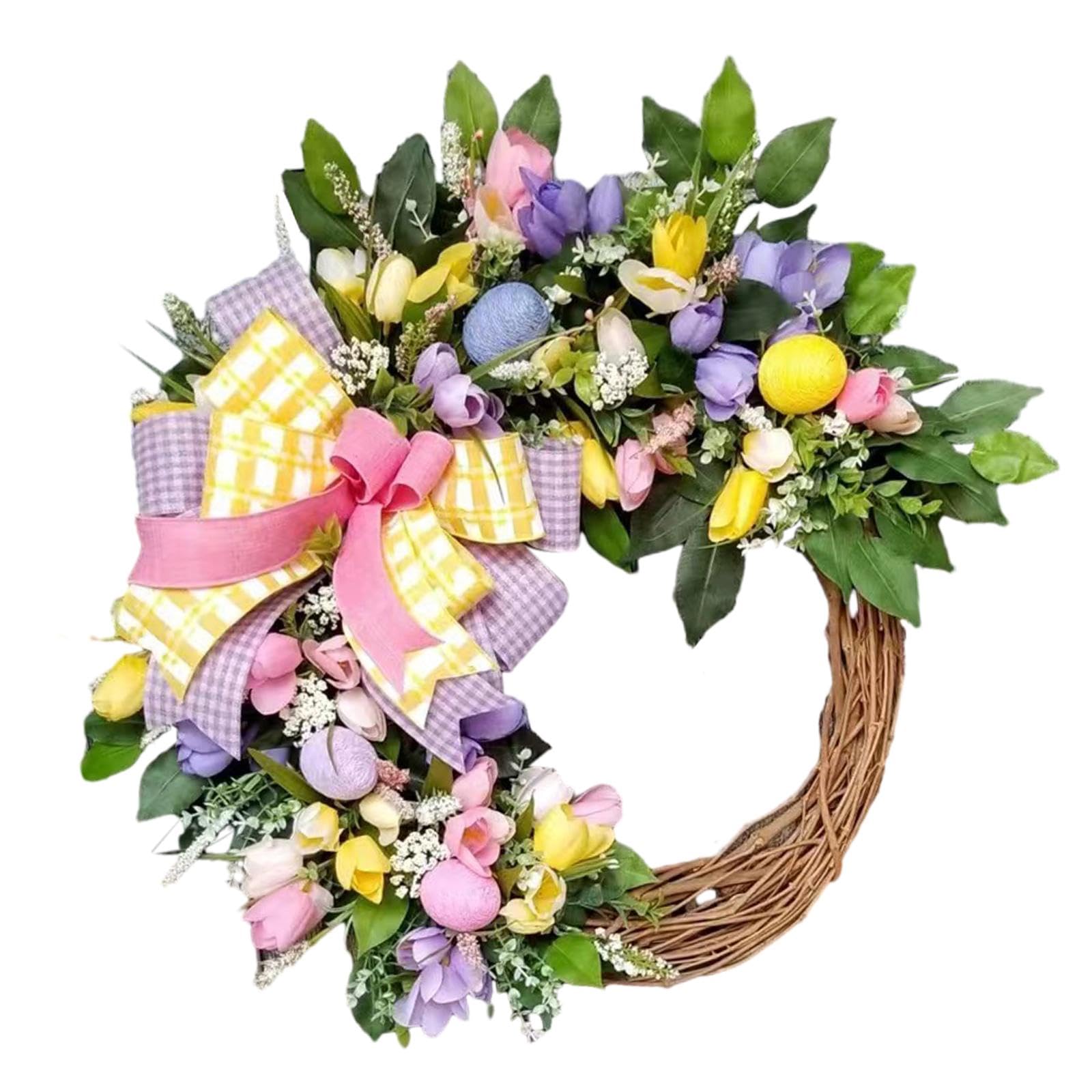 Ghirlanda di Fiori a Forma di Pasqua, Ghirlanda di Fiori Artificiali da Appendere, Ghirlanda Decorativa Pasquale per La Porta D'ingresso,