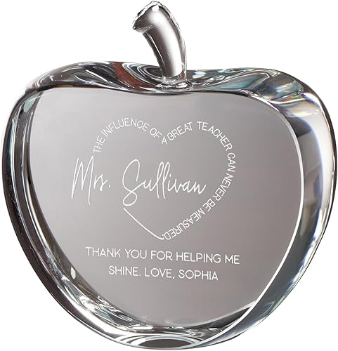 Personalization Universe Una gran manzana de cristal para profesores, regalo de agradecimiento al profesor, accesorios de escritorio personalizados,