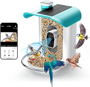 Wireless Outdoor Bird Feeder Camera with 1080P HD, 170 Wide Angle, AI Identifies 11000+ Birds, Solar Powered with 64GB Card asin的图片