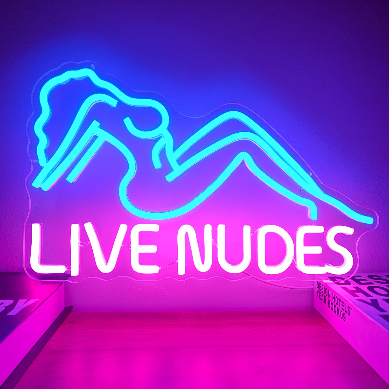 Live Nudes Neon Sign Live Nudes Led Signs for Wall Decor Dimmable Neon Light Signs Neon Led Lights Light Up Sign for Man Cave Room Decor Beer Bar Pub Bedroom Hotel Party