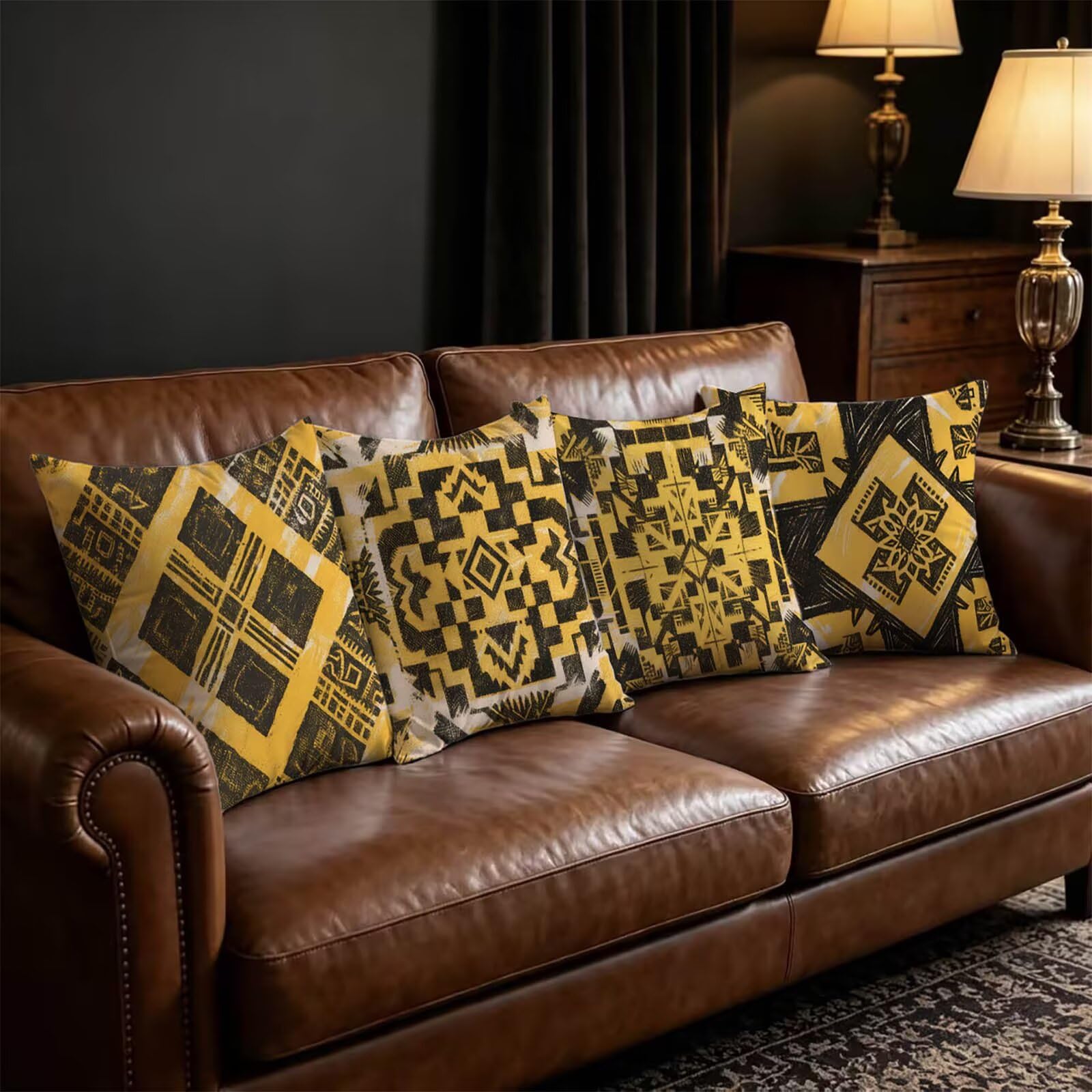 Kopfkissenbezug Black and Yellow Outdoor 60x60cm Kissenbezug THDZ-1812