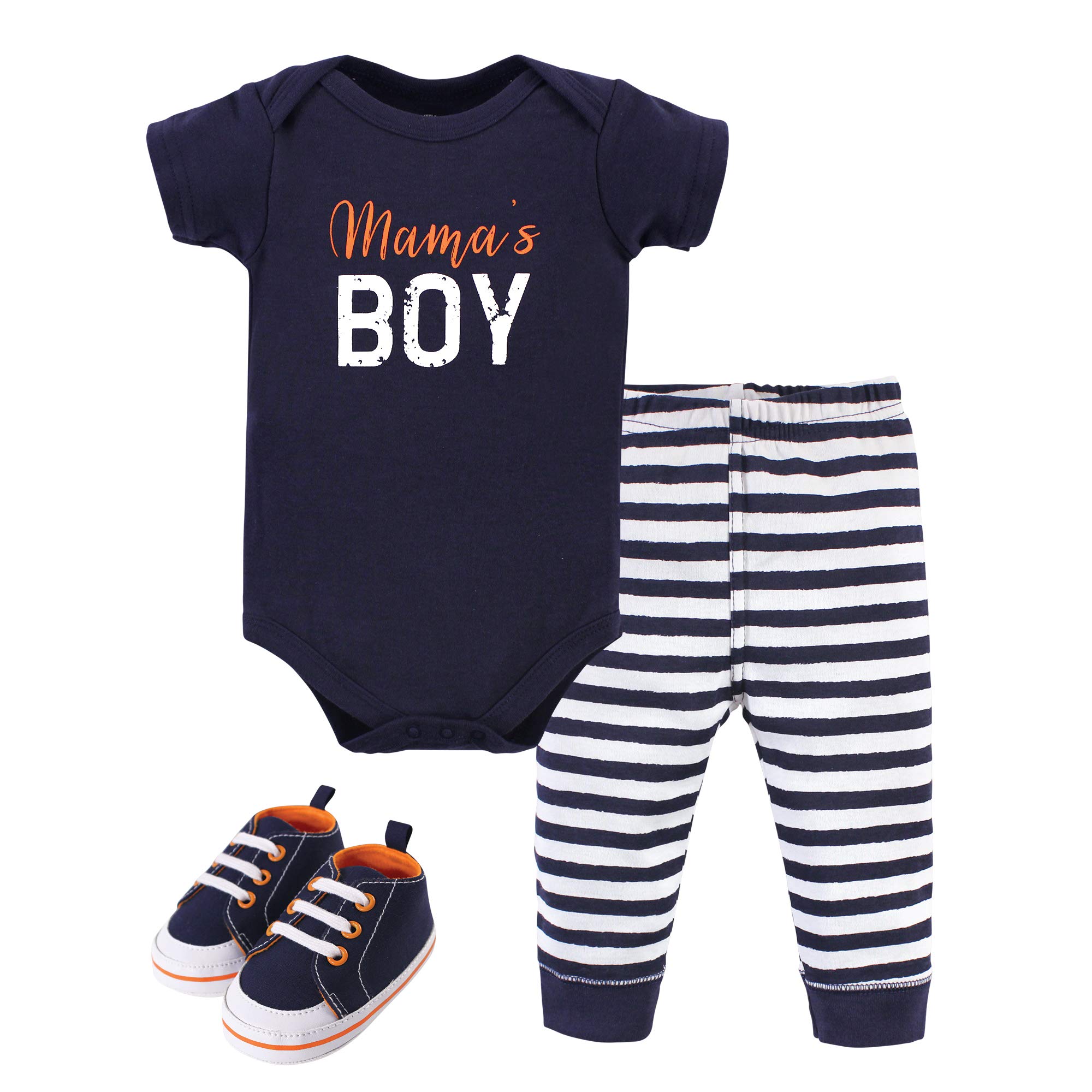 Little TreasureUnisex Baby Cotton Bodysuit, Pant and Shoe Set