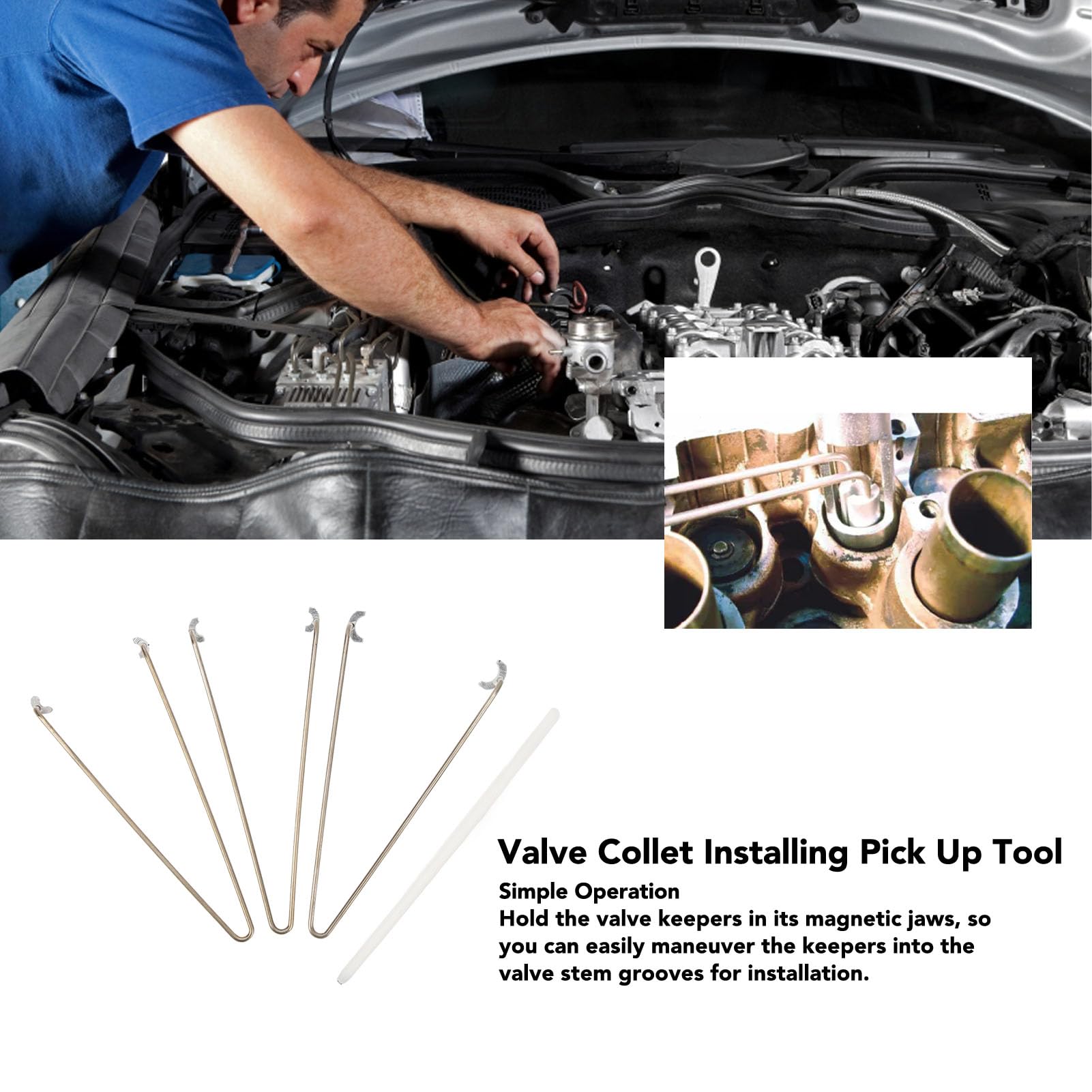 3 Pcs Valve Collet Pick Up Tool, Magnetic Valve Collet Installing Pick Up Tool Valve Keepers Collet Installing Removal Tool