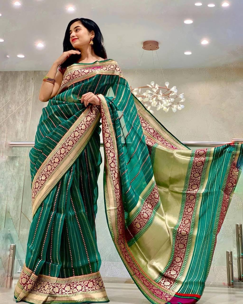 Women's Banarasi Art Silk Saree with Unstitched Blouse Piece – Wedding & Party Wear
