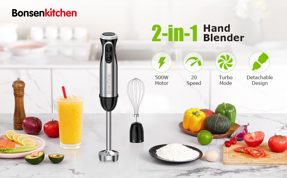 Amazon.com: Bonsenkitchen Immersion Handheld Blender with Whisk