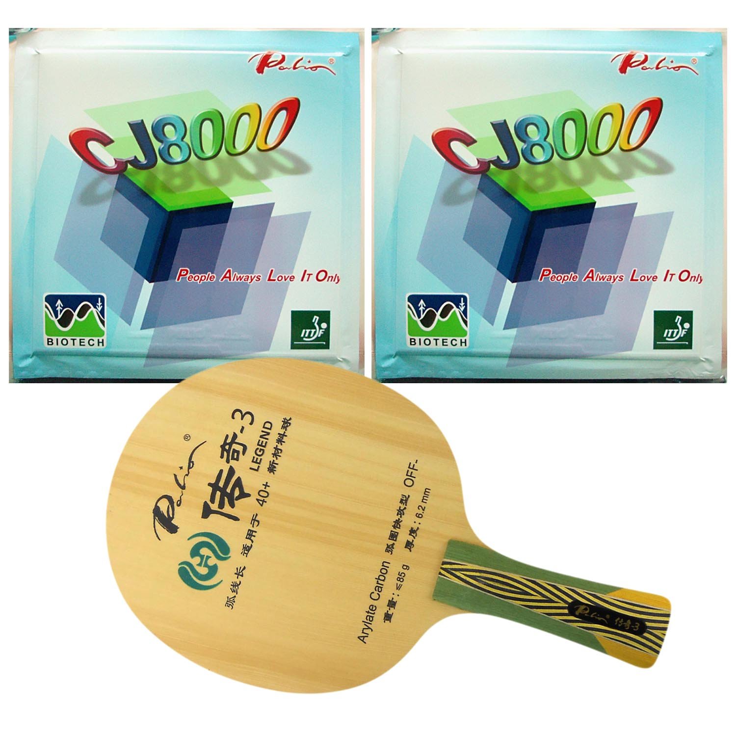 Palio Legend-3 Off FL Blade with Two Palio CJ8000 BIOTECH 42-44° Rubbers