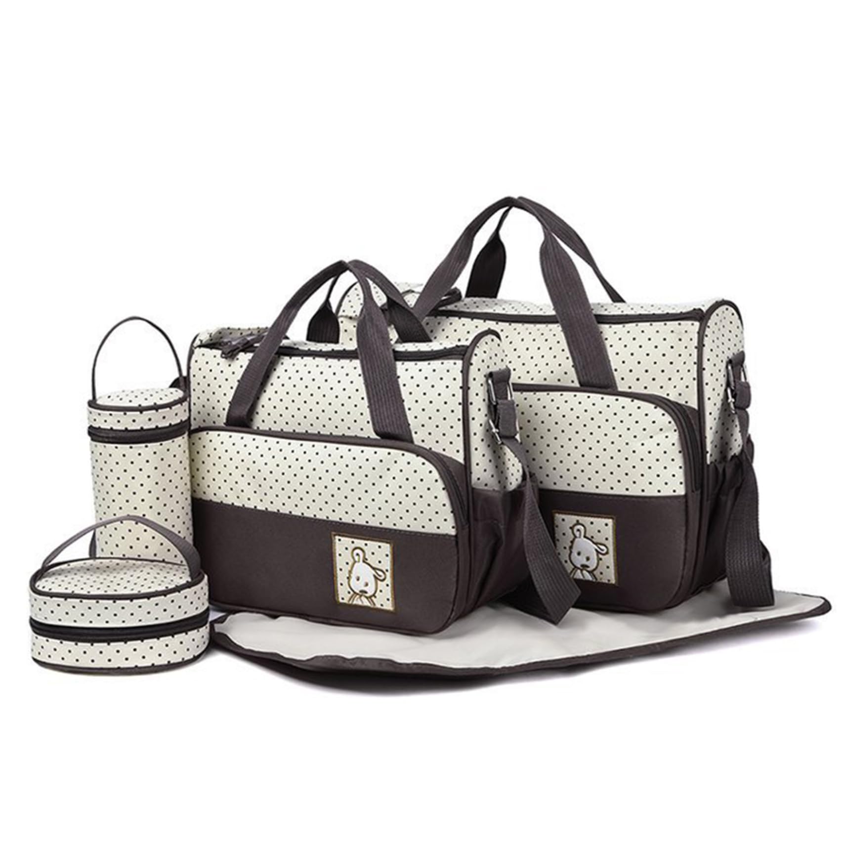 Pastoralist Diaper Bag Tote Set, 5Pcs Diaper Bag, Large Capacity Waterproof Baby Travel with Changing Pad & Side Pockets, Adjustable Baby Supplies with Comfort Handles & Hooks, Portable for Parents