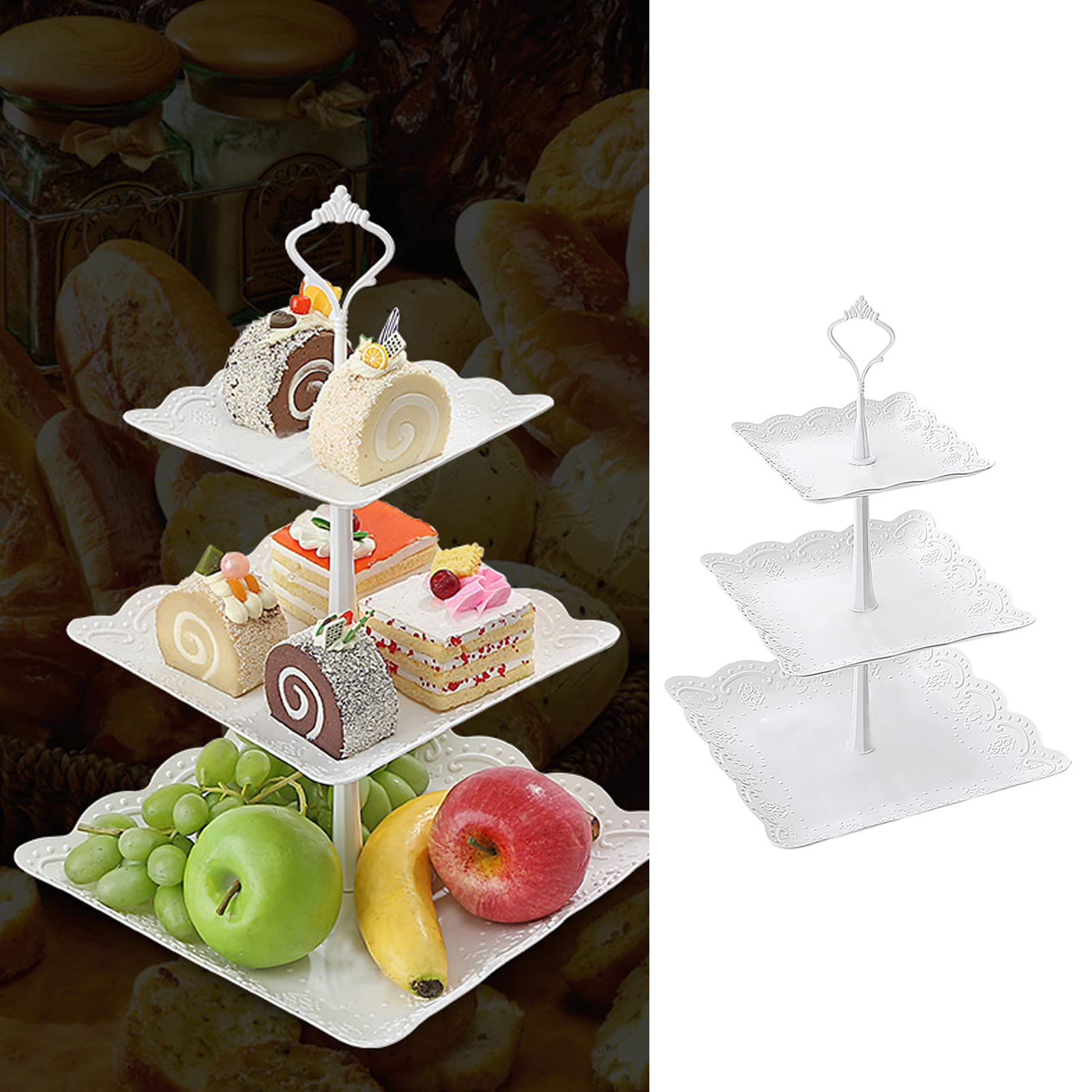 Wutfuooo 3 Pack Tiered Cupcake Stand, Plastic Cupcake Stand Tower, 3 Tier Round Shape Dessert Serving Tray, White Cookie Candy Buffet Stand For Tea Party, Baby Shower, Wedding, Birthday, Christmas - View #5