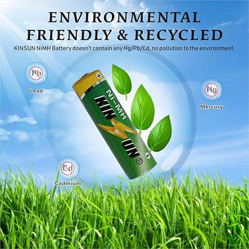 Miniatura 6 de KINSUN Paquete de 8 baterías recargables de 1.2 V NiMH AA 1200 mAh para luces solares de jardín al aire libre, luces de paisaje, luces de camino