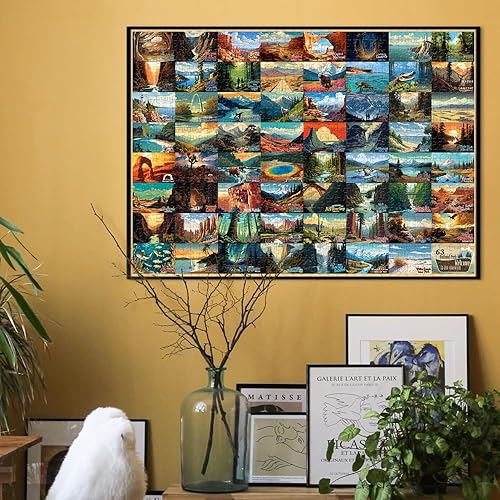 Miniatura 6 de SHOXREM Rompecabezas de 1000 piezas de parques nacionales, rompecabezas vintage de parques nacionales para adultos, perfecto para los amantes de la