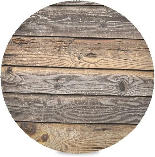 UZC Mantel redondo de madera vintage de madera vintage, con bordes elásticos, impermeable, antiencogimiento, suave poliéster, lavable, para