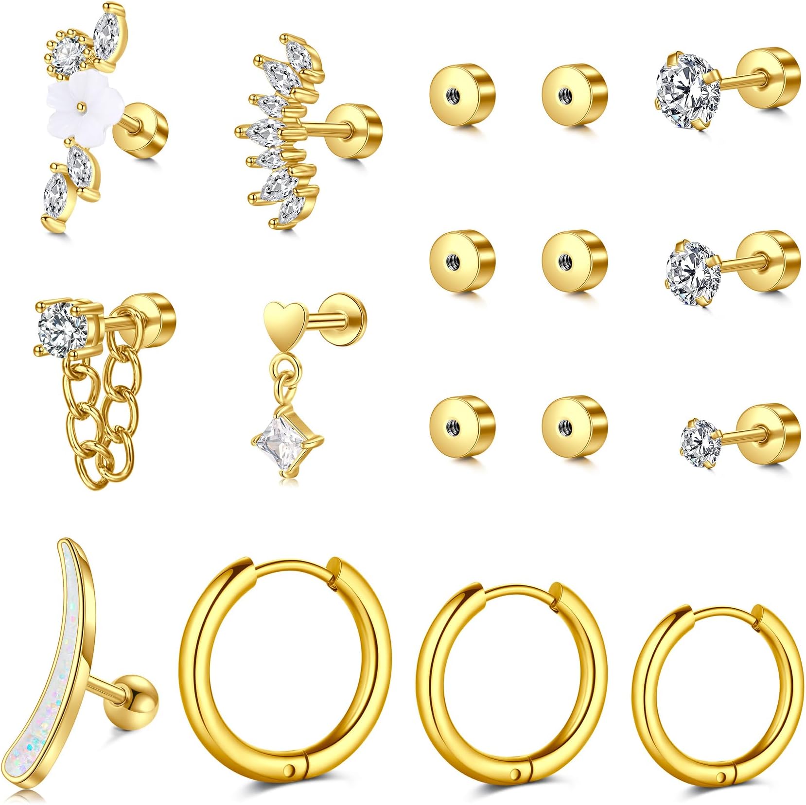 Briana Williams Tragus Piercing Jewelry Tragus Earrings for Women Horseshoe Tragus Cartilage Earring Hoop Flat Back Earrings Studs Lip Rings Labret Monroe Lip Piercing Jewelry