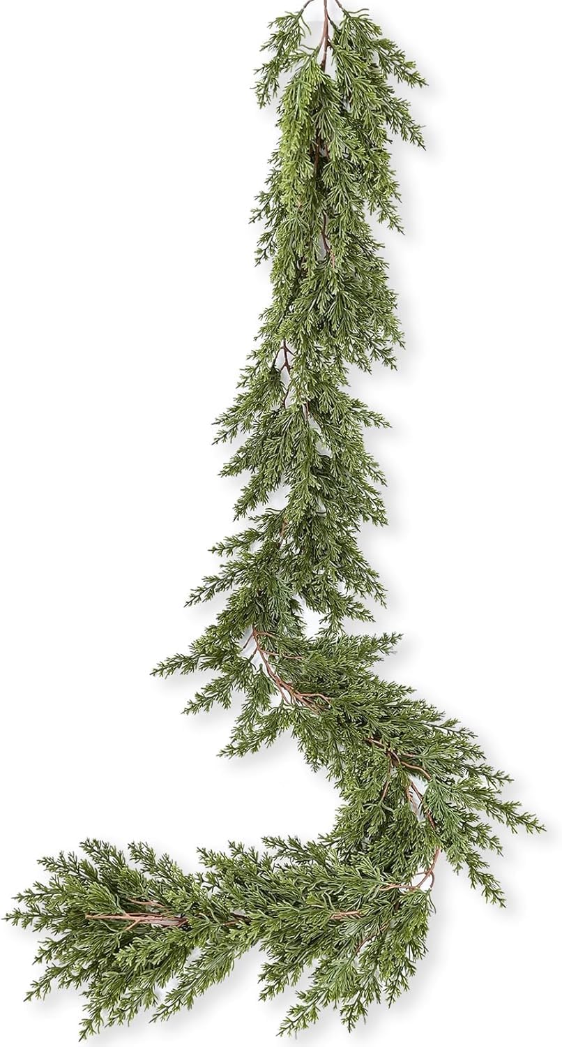 6Ft Christmas Pine Garland, Christmas Greenery Garland Realistic Cedar Artificial Cypress for Holiday Mantel Fireplace Table Centerpiece Decor - Image 8
