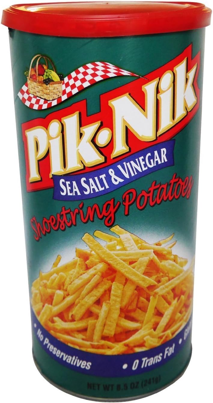 Pik Nik Sea Salt & Vinegar Shoestring Potatoes - 8.5 Oz. Cans (2 Pack) by Pik-Nik