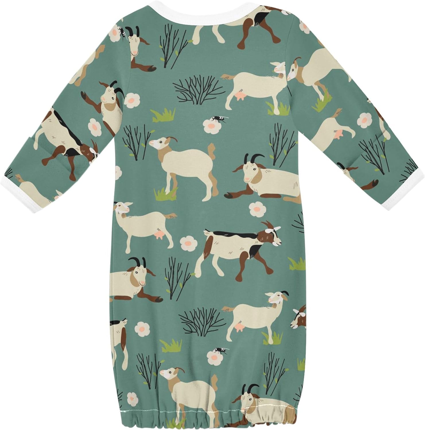 Goats Bushes Green Baby Boy Girl Sleepsuit Cotton Sleeper Gown Newborn Pajamas Nightgowns Infant Clothes, 6-12 Months, 1-Pack