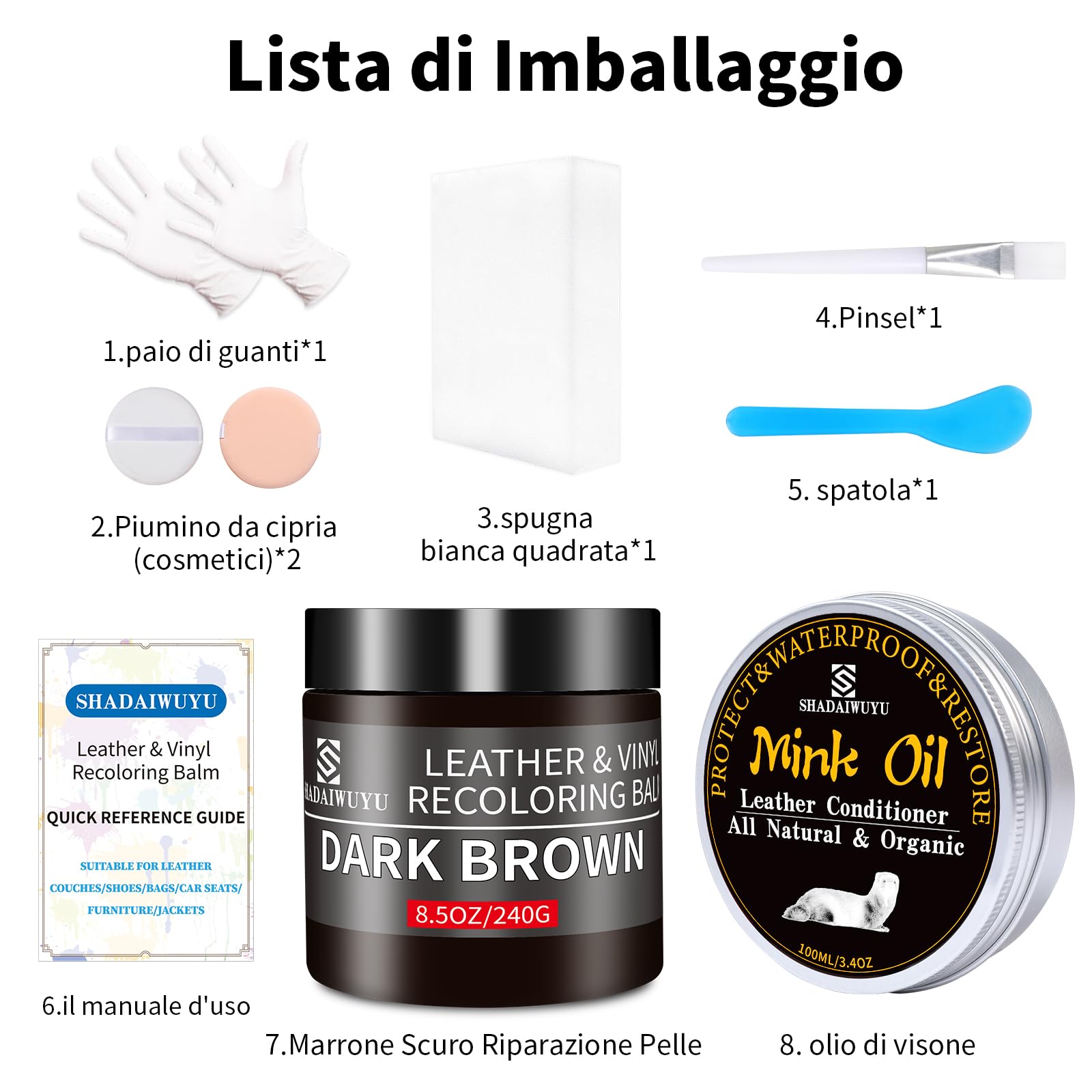 240g Riparazione Pelle con Balsamo,Marrone Scuro Kit Riparazione Pelle per la Riparazione della Pelle,Ricolorante Pelle,Riparazione Sedili Auto,Ripara Pelle Divano,Rinnova Pelle Giacca,Scarpe,Sella