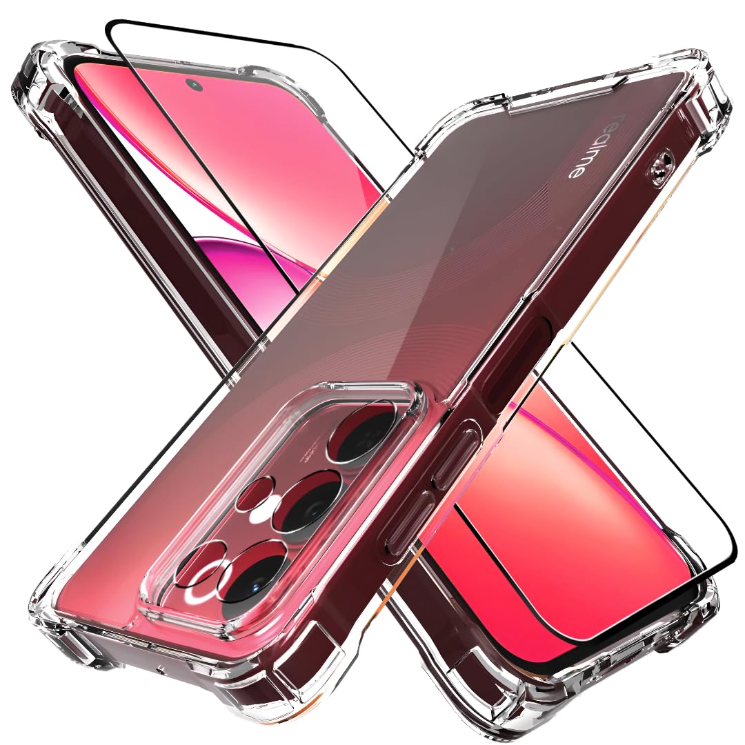 ShieldTech® Back Cover Case + Screen Protector for Realme Narzo 90x 5G | Transparent Mobile Phone Back Case Cover for Realme Narzo 90 x / 90x 5G | Camera Protection | TPU Mobile Phone Back Cover