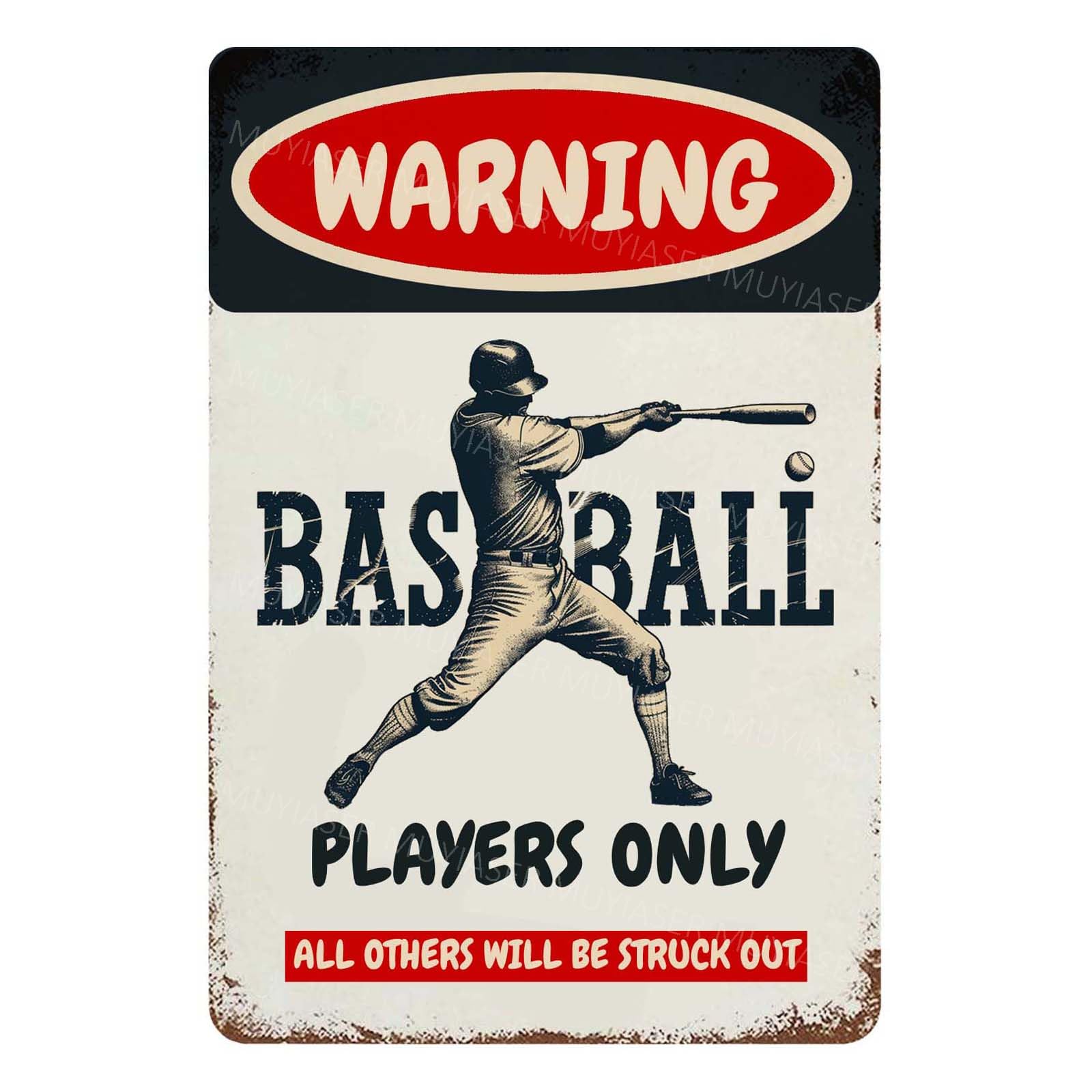 Kwqdozf As Pic Metal Tin Sign Warning Baseball Players Only Vintage Metal Signs Retro Alum