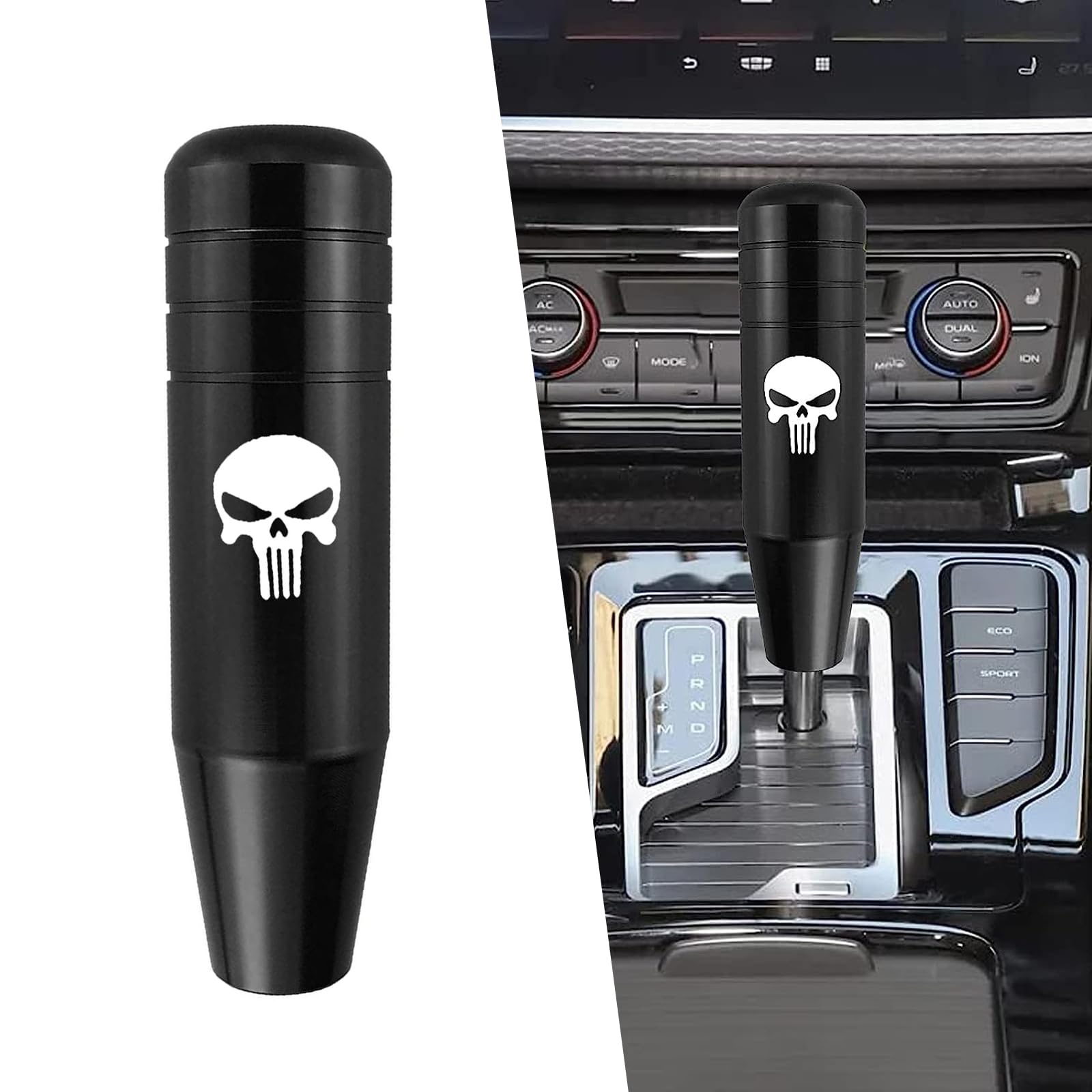 Pack-1 Gear Stick Shifter Knobs, Skull Aluminum Alloy Weighted Gear Lever, Metal Stick Shifter Handle for Most Automatic Manual Vehicle (Black)