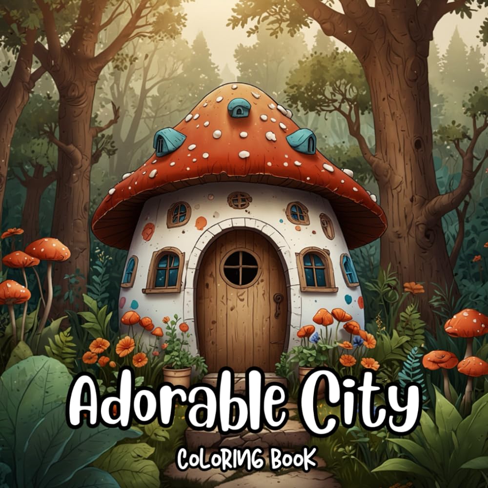 Adorable city Coloring Book: Enjoy and Explore Cute Town Pages With Fun Animals For All Ages