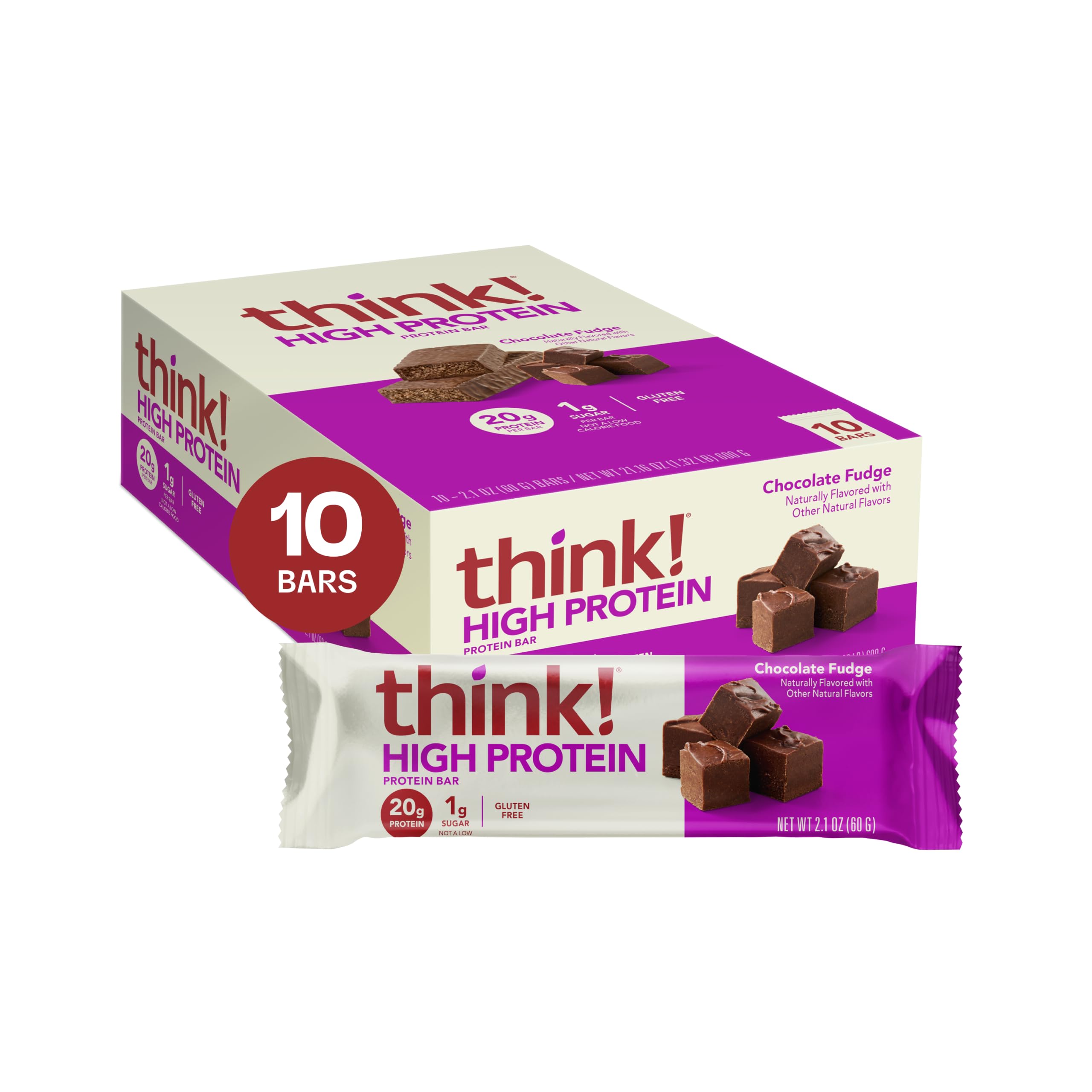 think! High Protein Bar, Chocolate Fudge, 10 Count