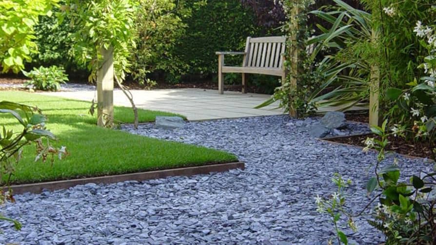 20mm Welsh Blue Plum Slate Chippings 25kg U2013 Decorative Garden Stones For Paths, Borders & Landscaping