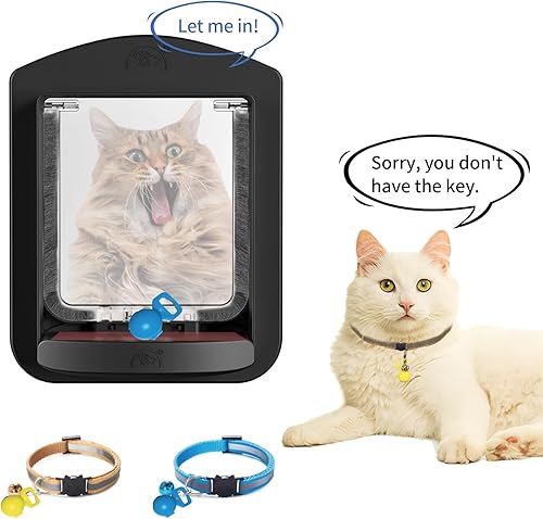 Miniatura 2 de FreeStanding Puerta de gato para puerta interior y exterior, construcción mecánica única con 2 llaves de detección automática, 4 modos de bloqueo,