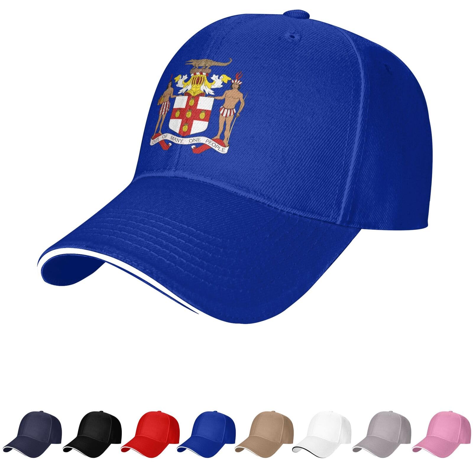 Jamaica Emblem Hat Jamaican Caps for Man Woman Coat of Arms of Jamaica Baseball Cap Trucker Dad Hat Blue