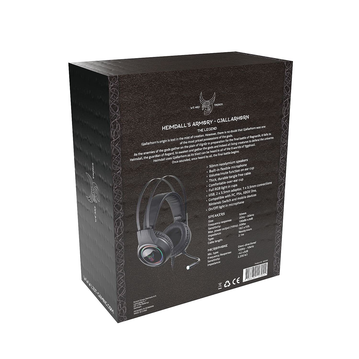 L33T GJALLARHORN - Cuffie da gioco over-Ear con microfono per Playstation, X-BOX, Nintendo Switch e come PC Gaming Headset - Cuffie con microfono per gaming, illuminazione RGB