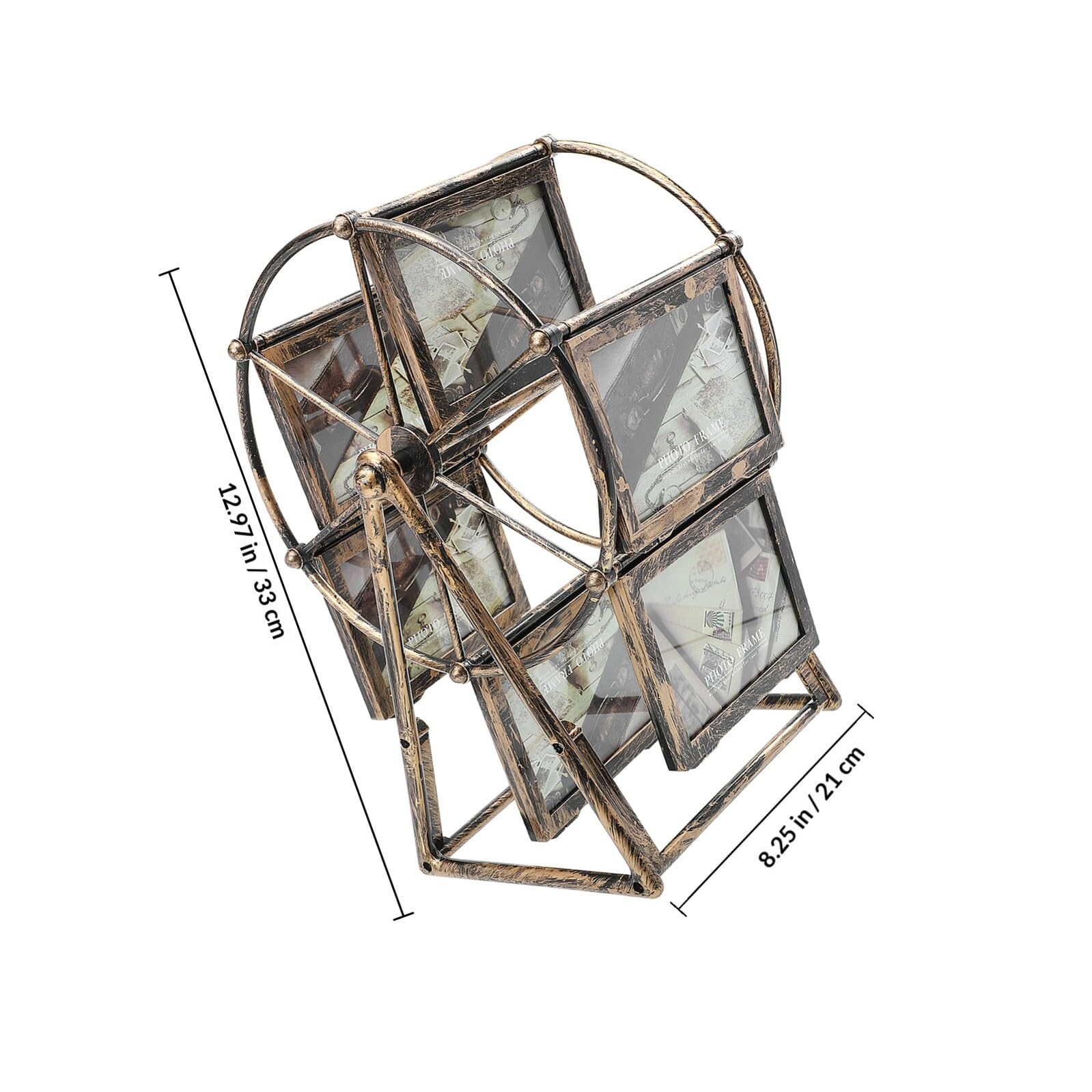 Supvox Retro Riesenrad Fotorahmen 5 Zoll Schwarz Windmühlen Tischdeko mit Drehbarem Selbstgemacht Bilderrahmen für Hochzeits und Familienfotos Vintage Wohnaccessoire