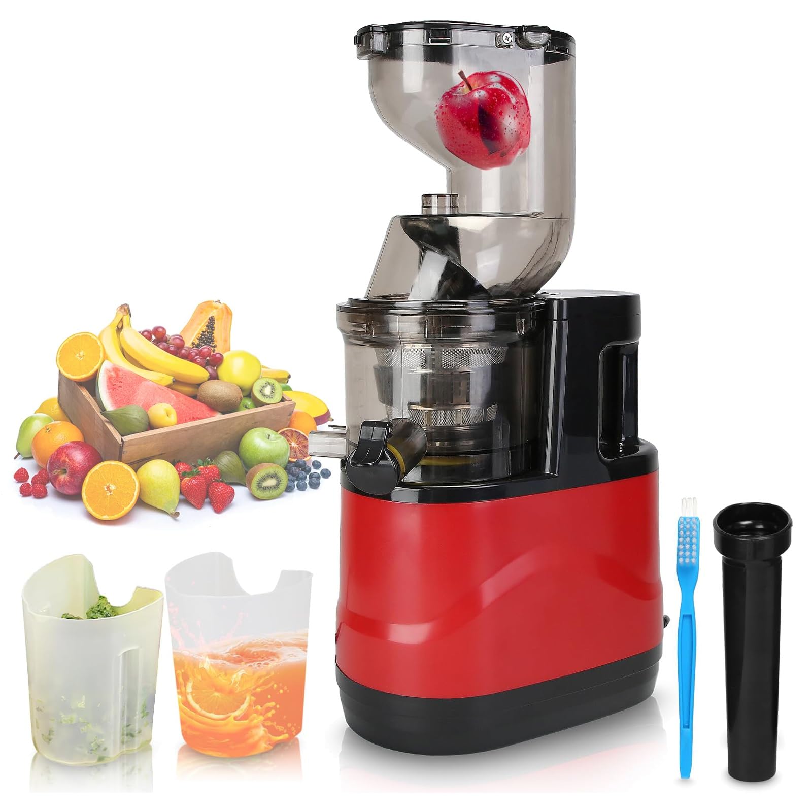 Generico Estrattore di Succo di Grosso Calibro da 300 W, Tecnologia di Spremitura A Bassa velocità, Tramoggia di Alimentazione da 3,23 Pollici, Separazione di Succo E Polpa