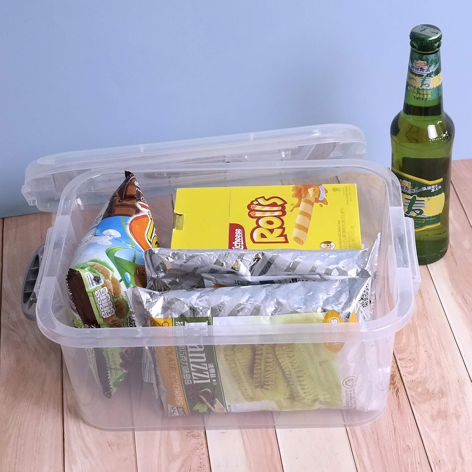 8 L Clear Storage Latch Box, 2-Pack Plastic Lidded Storage Bins