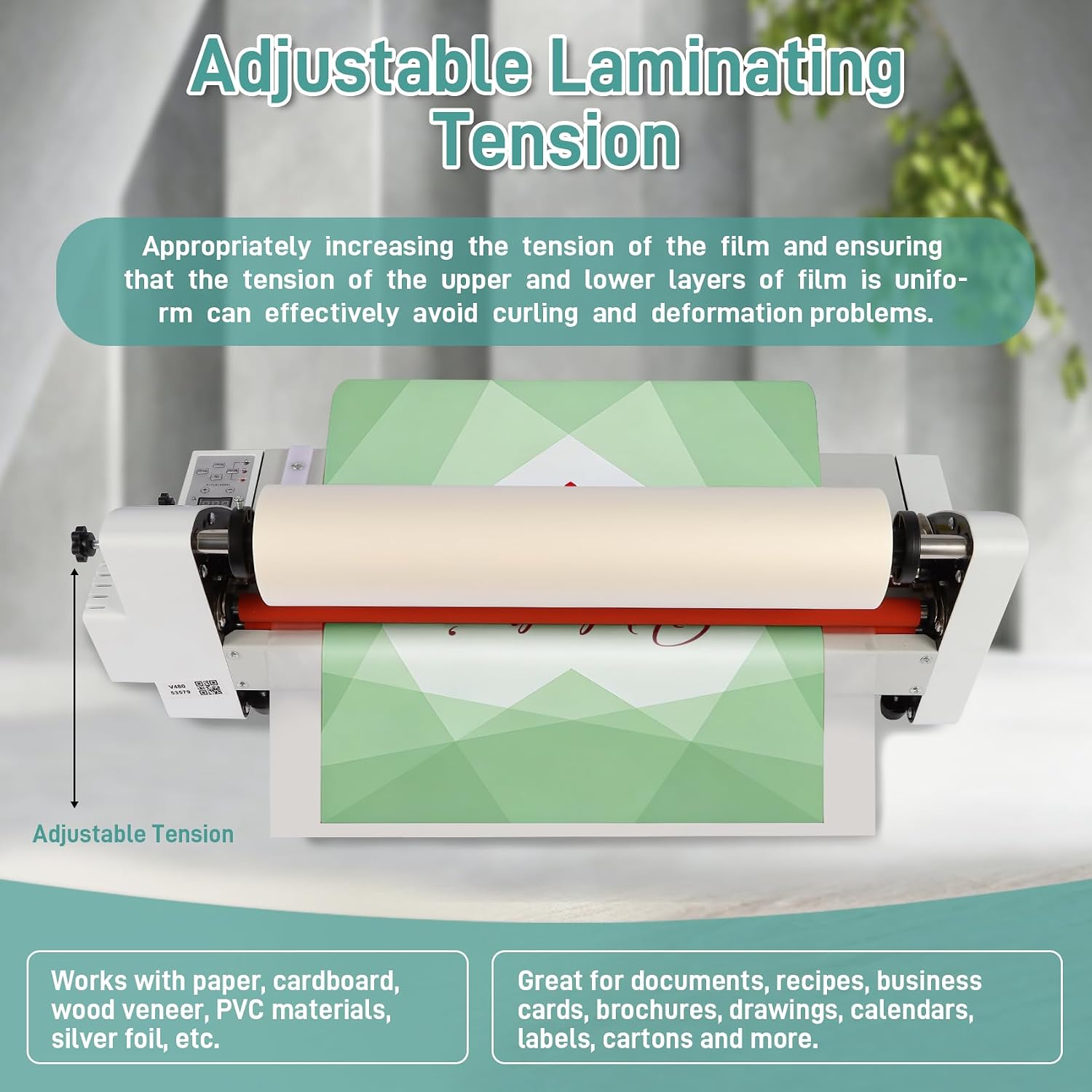 18inch Cold Hot Roll Laminator with 2 Rolls of Thermal Laminating Film (1 Inch Core, 0.8 mil,17.3in W×656ft L),V480 Laminating Machine, Single & Double-Sided Thermal Laminator,Digital Display, 110V
