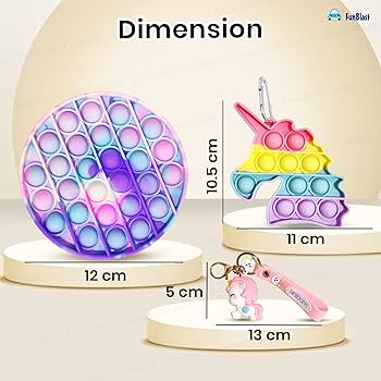 Buy FunBlast Pop It Fidget Toy and Unicorn Key Ring – 3D