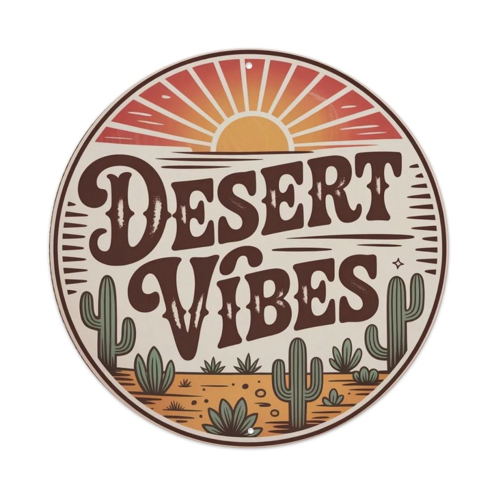 Desert Vibes Western Retro Metal Tin Sign Plaque