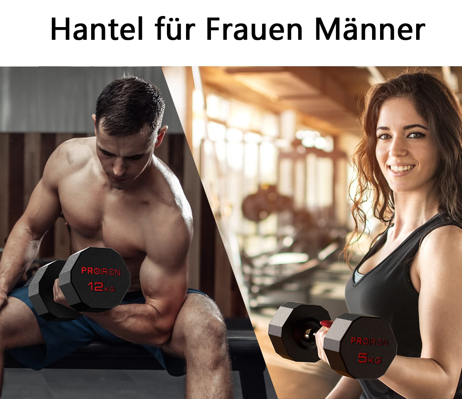 PROIRON Geruchlose Hexagon Hanteln Mit Stahlkern, Kurzhanteln 12-seitiges Einzigartiges Design Langlebig und Strapazierfähig für Das Tägliche Krafttraining (3Kg 5Kg 8Kg 10Kg 12Kg 16Kg 20Kg 24Kg)