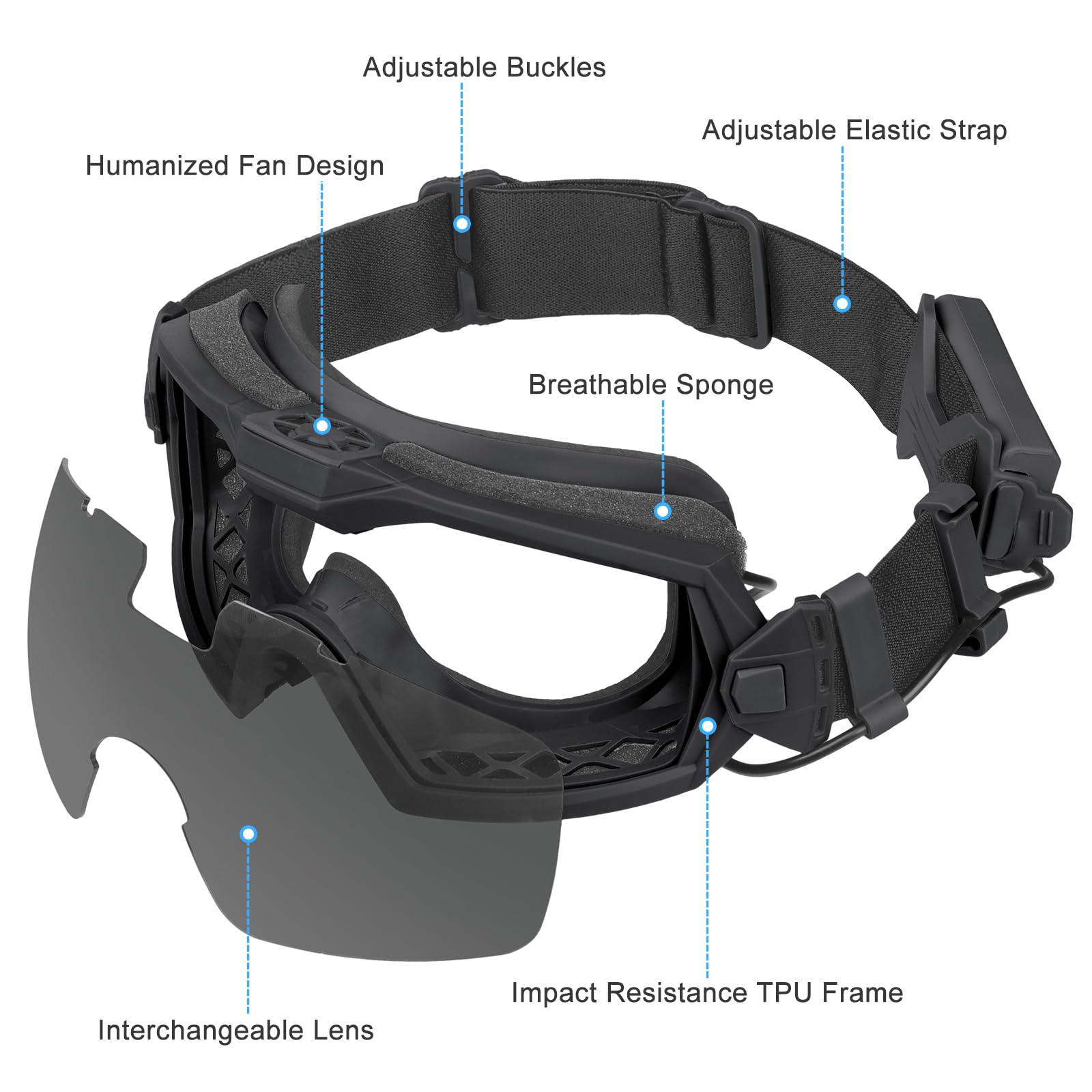 Occhiali Airsoft con Ventilatore