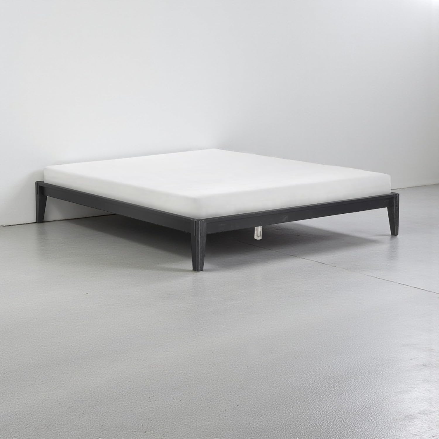 NTC Sapa Solid Wood Platform Bed Frame – Minimalist, Japanese Joinery, No Box Spring Needed, Silent Slats, Easy Assembly - King - Burnt Black