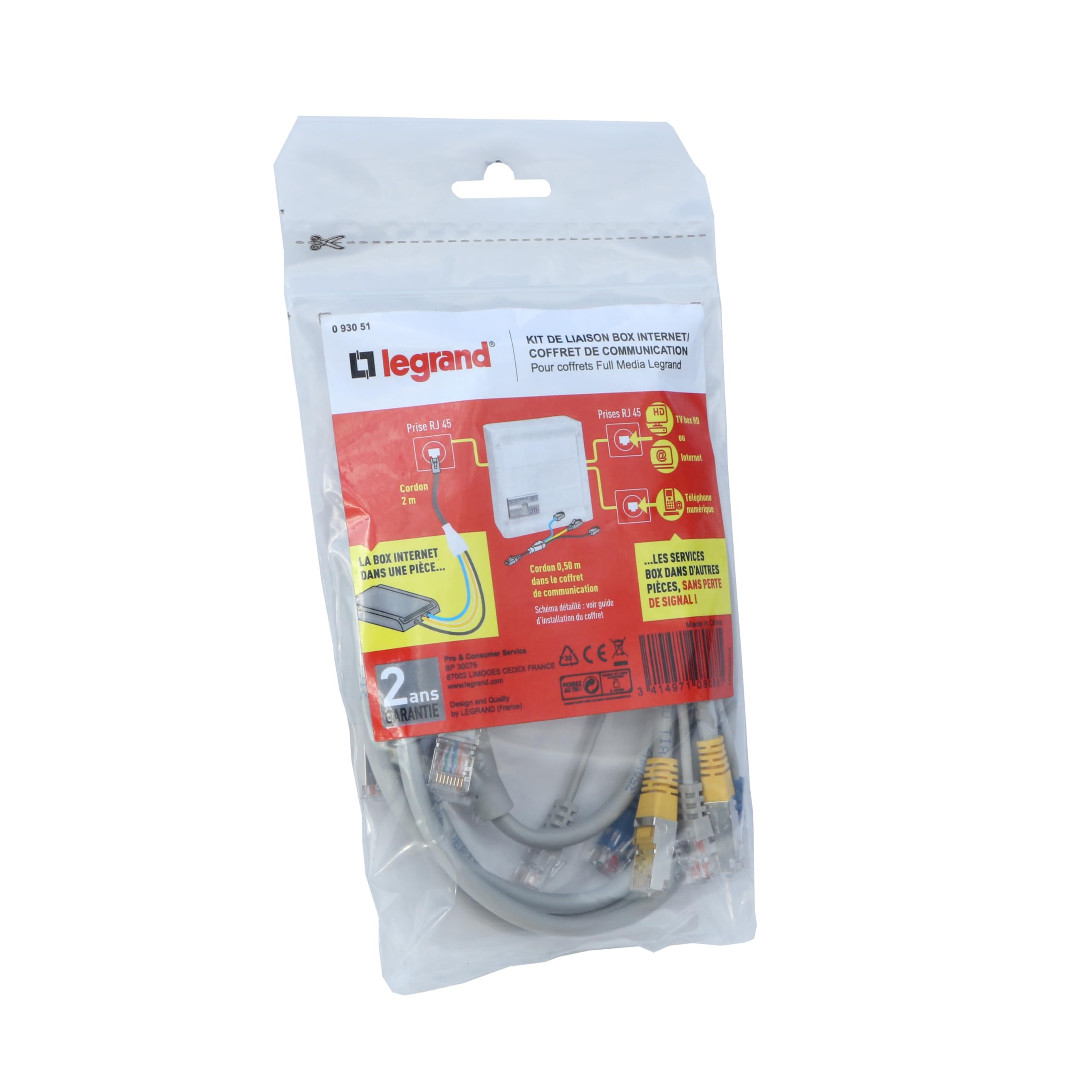 LEGRAND - Kit 2 Cordons pour Connecter la Box sur les Prises RJ45 et Affecter le Coffret