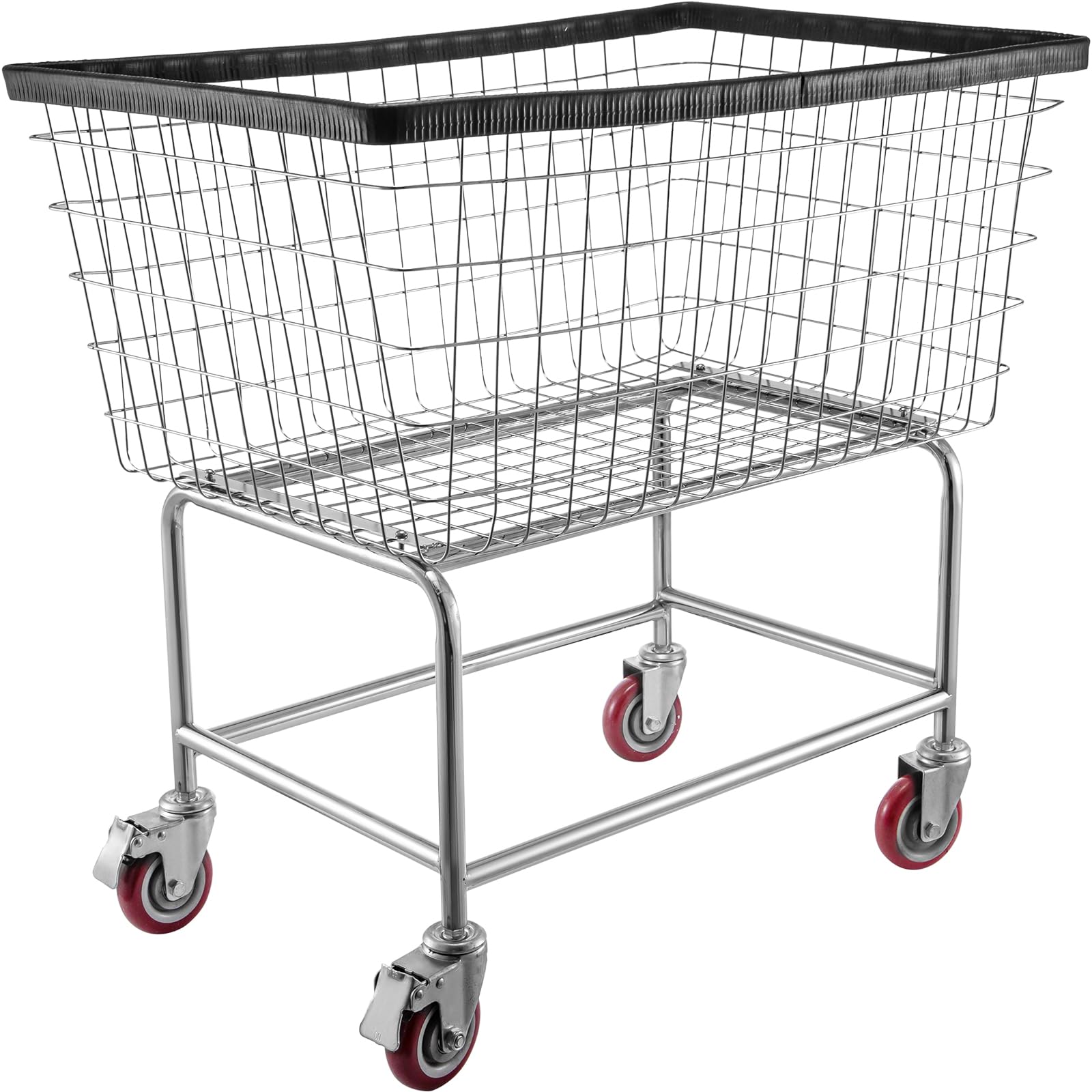 VEVOR Carrello portabiancheria in filo metallico con ruote, Carrello portabiancheria in filo metallico commerciale da 35''x15,7''x22'', Telaio in acciaio con finitura cromata