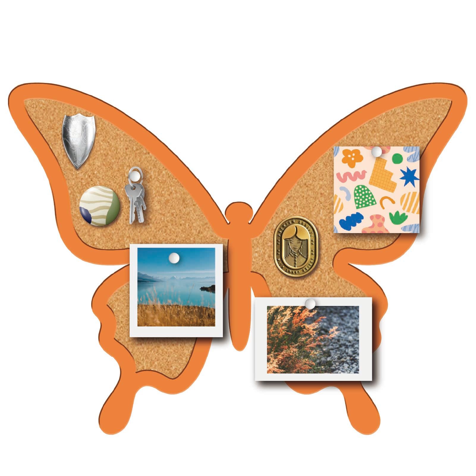 CRASPIRE Butterfly Wooden Pin Cork Board 11.8 x 9.1 Inch Wings Framed Bulletin Display Badge Saddle Brown Wall Mounted Memory Memo Brooch Holder Storage for Home Women Bedroom Wedding Decoration