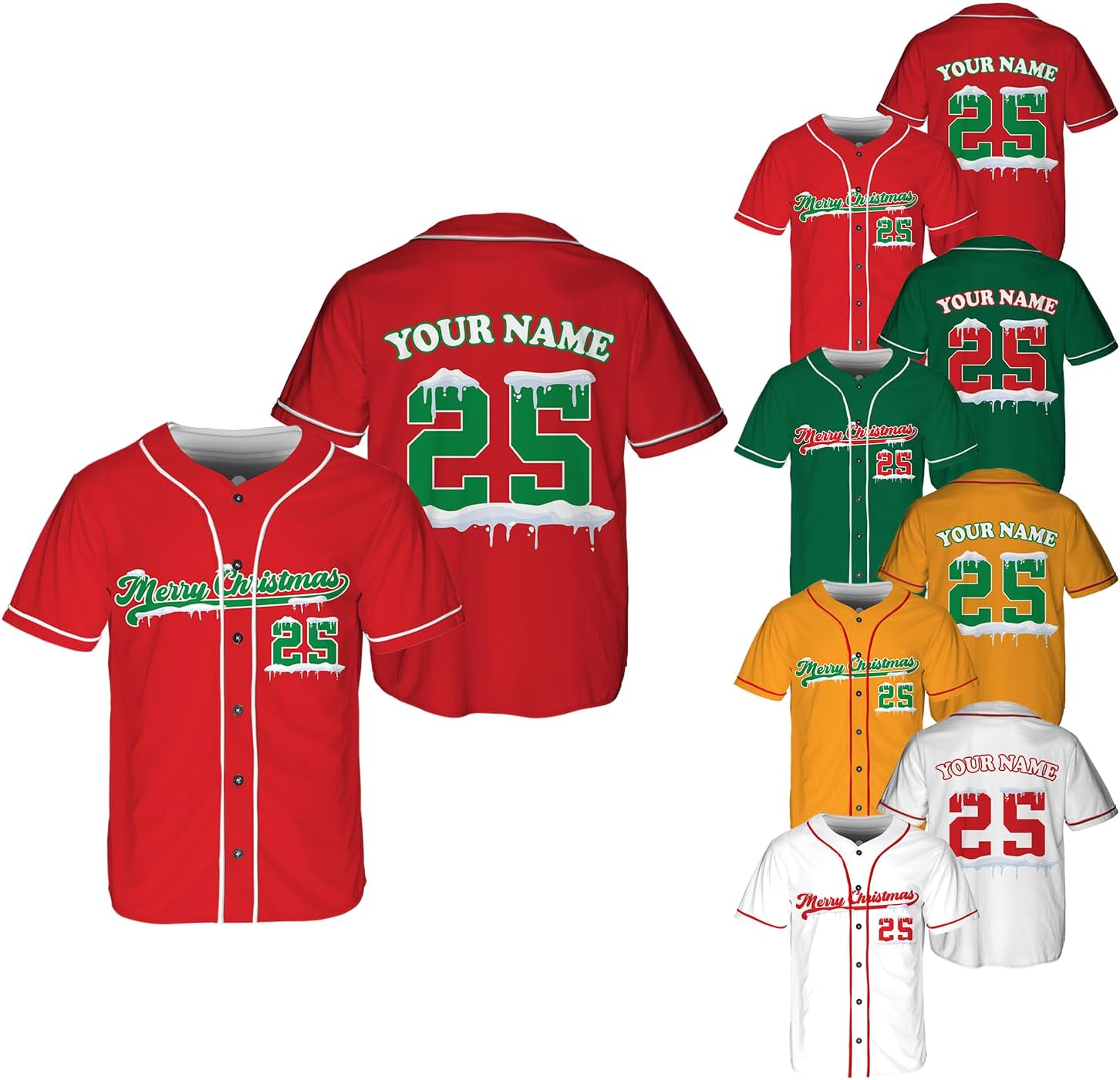 Custom Christmas Baseball Jersey | Personalized Name Number Team Uniform Matching Shirts for Men Women Youth, Size XS to 5XL - Image 2